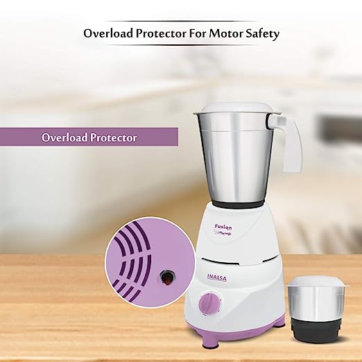 Inalsa Fusion 550-Watt Mixer Grinder with 2 Jar (White/Light Purple) Inalsa Fusion 550-Watt Mixer Grinder with 2 Jar (White/Light Purple)